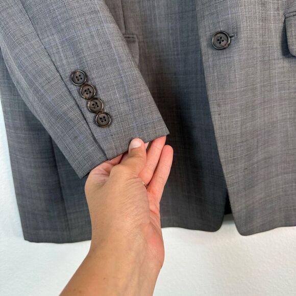 Lauren Ralph Lauren 100% Wool Gray Blazer Men’s 42R Houndstooth Preppy Plaid - Picture 4 of 9